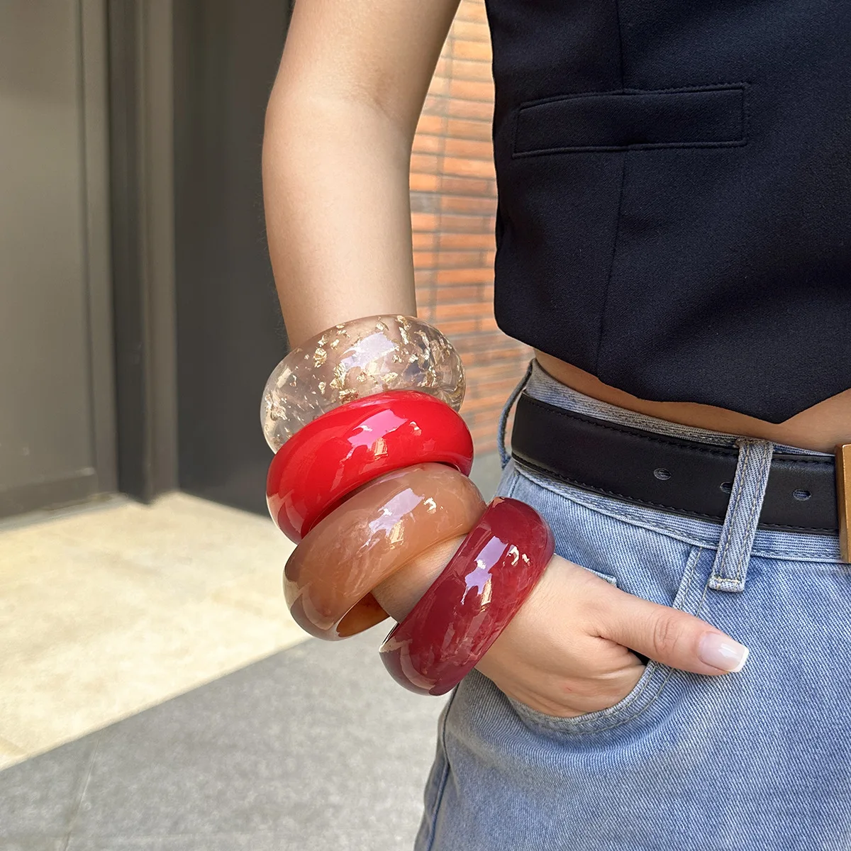 Винтажный круглый браслет из смолы