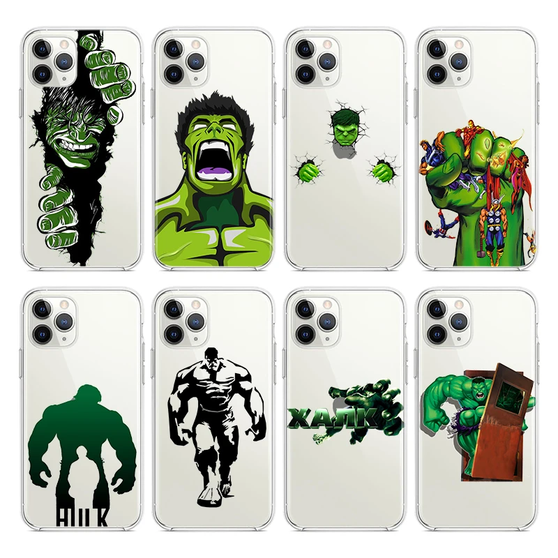 Marvel Strong Hulk For Apple iPhone 13 12 11 Pro Max mini XS XR X 8 7 6S 6 5 Plus Transparent Soft Phone Case Cover