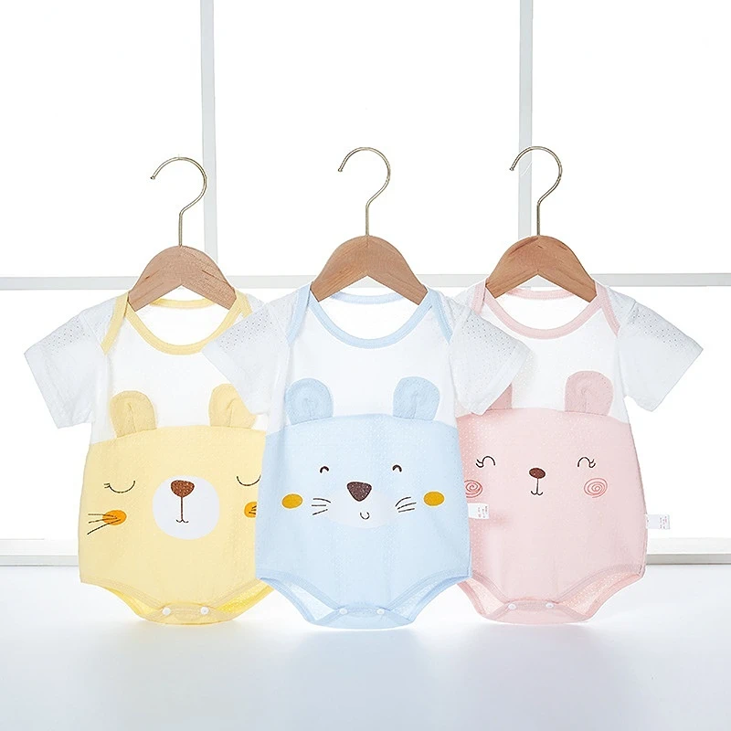 

2023 New Baby Bodysuits Short Sleeve Cotton Cartoon Wrapped Hip Toddler Girls Rompers Newborn Boys Ropa Bebe Clothing 0-2 Years
