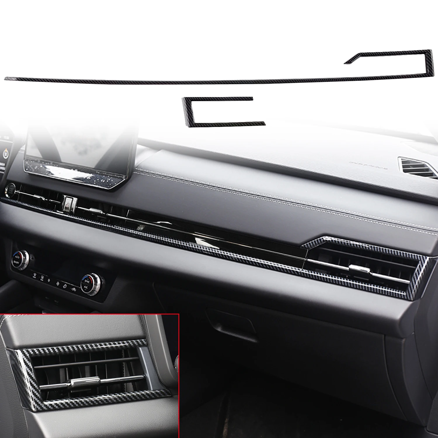 

LHD! Car Accessories for Mitsubishi Outlander 2022 2023 Carbon Fiber Style Interior Front Air Vent Decoration Cover Trim 2pcs