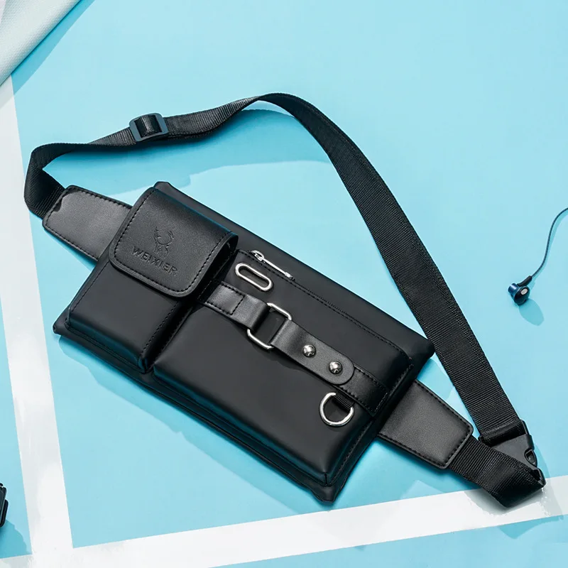 Waist Bag For Men Chest Wallet Purse Fashion Hip Belt Pouch Sack Fanny Pack Phone Porter Square Sports Crossbody Side Bag Male