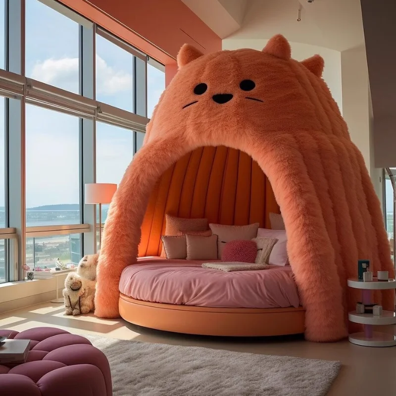 Круглая многофункциональная детская тканевая кукольная кровать monster