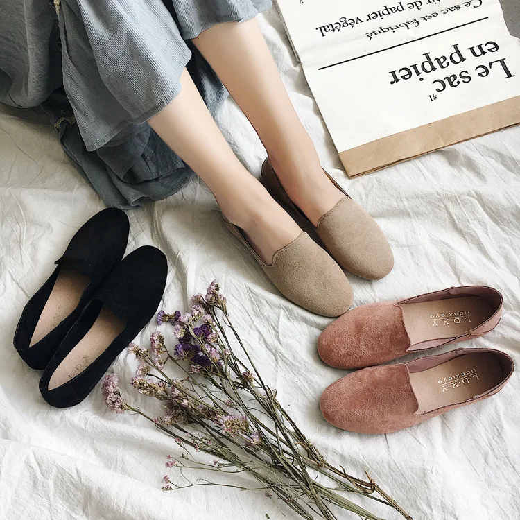 

Женские туфли на плоской подошве, женские слипоны, замшевые рабочие Лоферы карамельных цветов, осенняя повседневная женская обувь