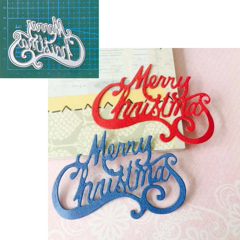 

Merry Christmas Metal Cutting Dies Words Letter Stencil DIY Scrapbooking Embossing Album Paper Gift Cutting Die for Scrapbooking