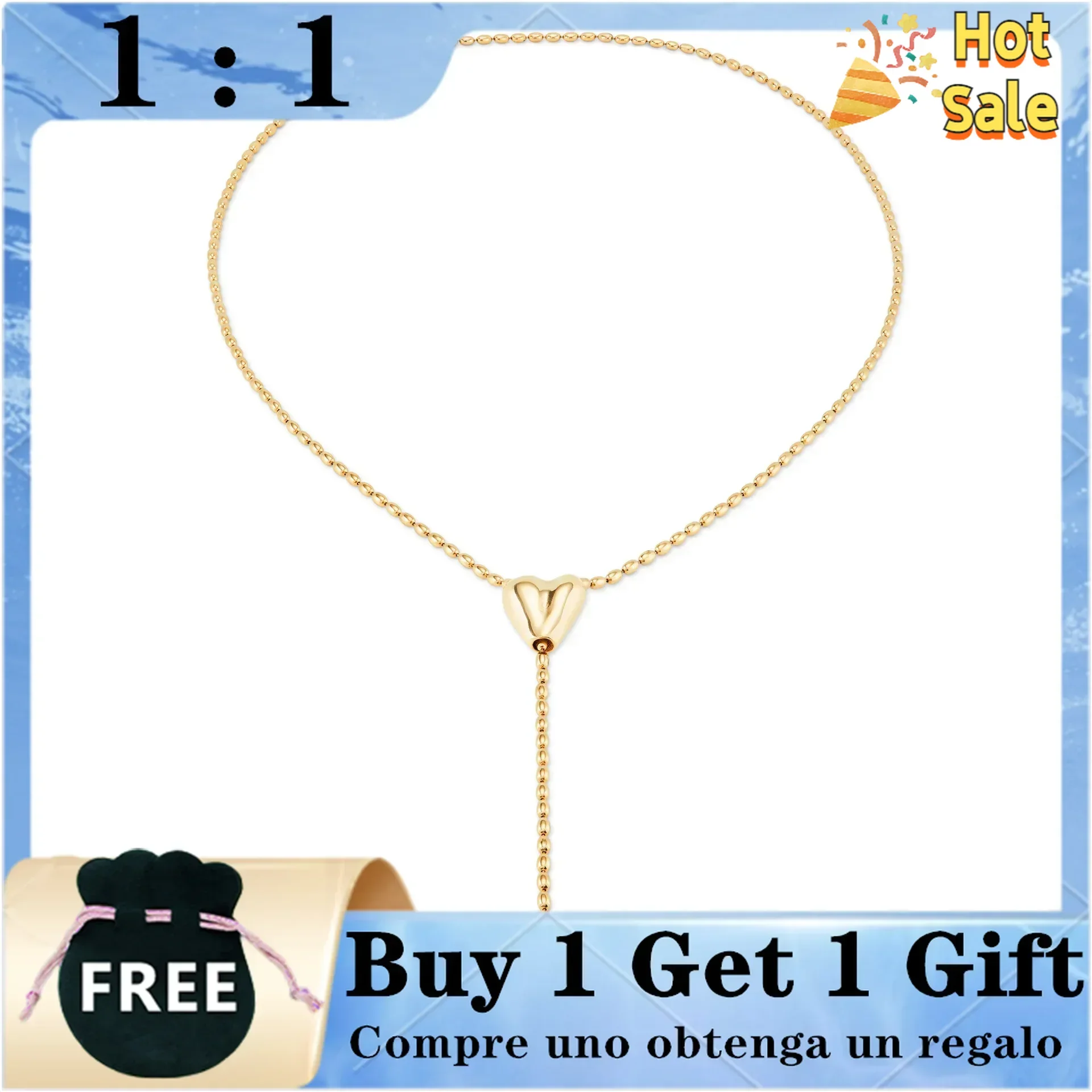 UNOde50-Two Colares de corar para Namorada Original Venda Quente Joalheria Dourada român