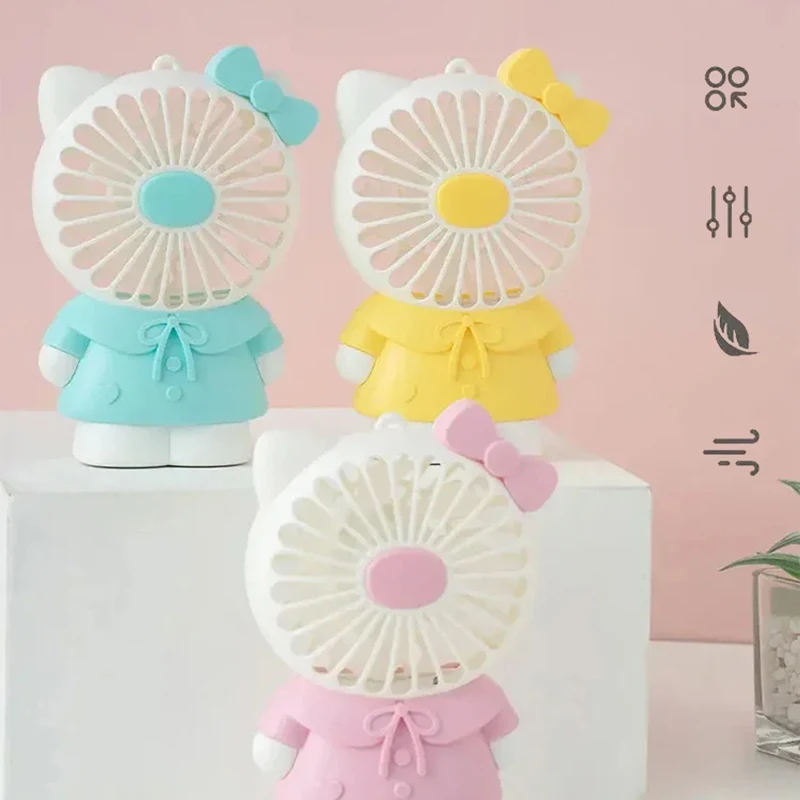 Миниатюрный USB-вентилятор Hello Kitty ручной перезаряжаемый маленький настольный