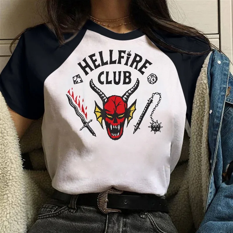 

Tshirt Hellfire Club Season 4 T Shirt Women Upside Down Eddie Munson Eleven Female T-shirt Tee Shirts Funny Long-sleeve Clothes