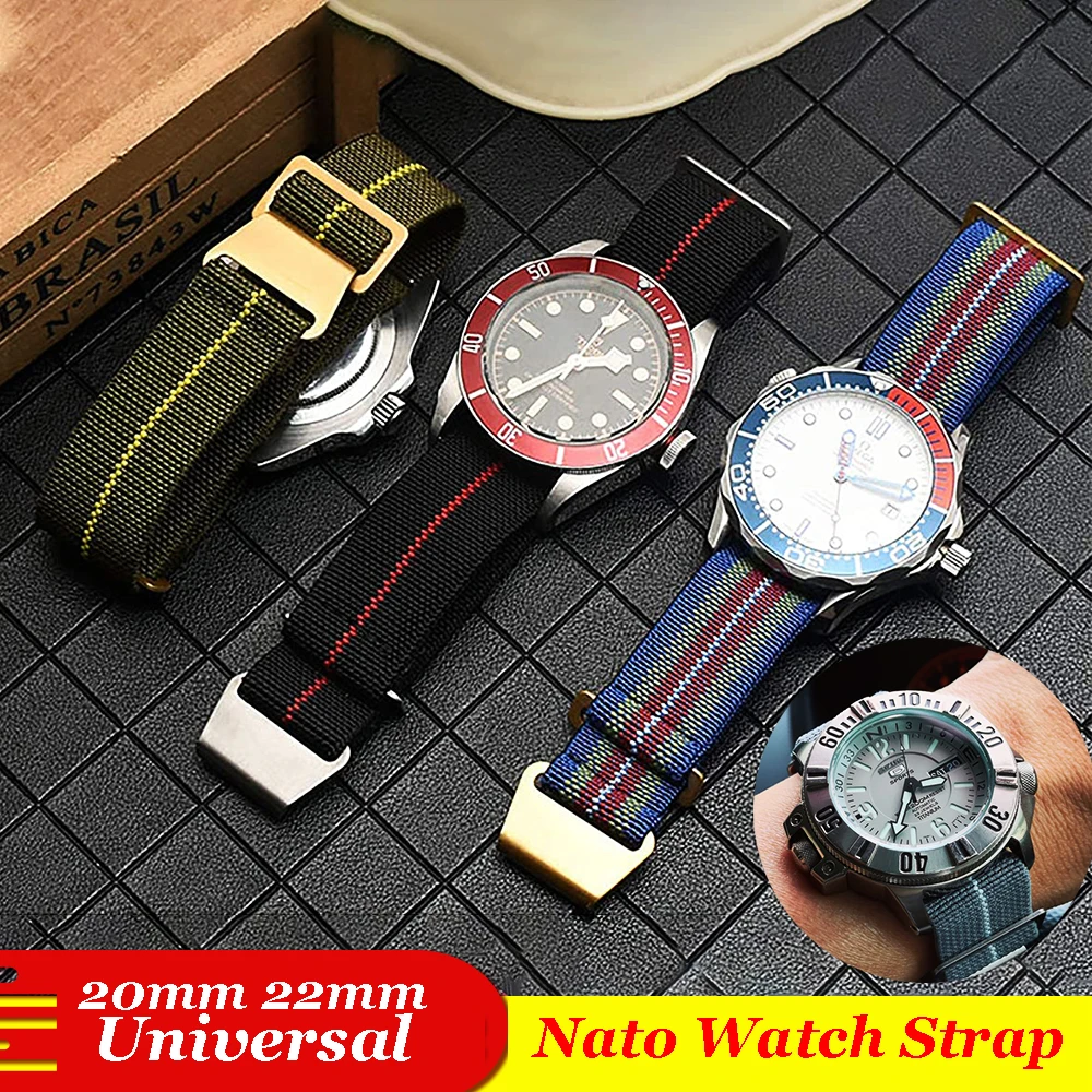 20mm 22mm Nylon Nato Strap For Seiko Rolex Watch DW5600 Watch Band For Tudor Samsung Watch 3 Gear S3 Amazfit Watch Erikas