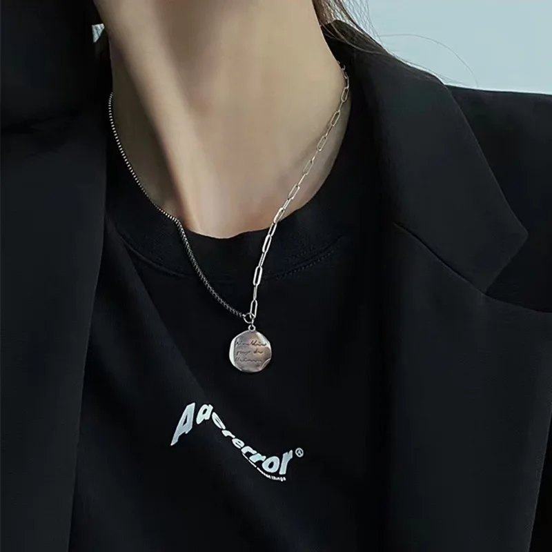 

Ожерелье с подвеской в виде круглой тарелки в Корейском стиле, женская летняя цепочка до ключиц в стиле ins