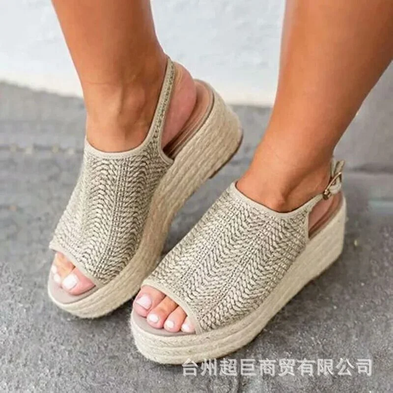 

Summer Women Sandals Peep Toe Platform Sandals with 6CM Wedges Shoes Woman Sandals High Heels Thick Bottom Fish Mouth