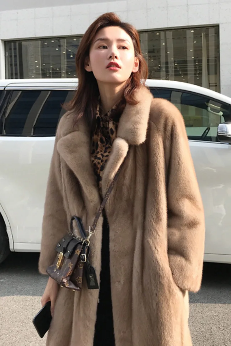 Women real mink coats female mink fur coat genuine long fur coat ladies winter clothes oversize 6xl 5xl 7xl Imitation fur coats