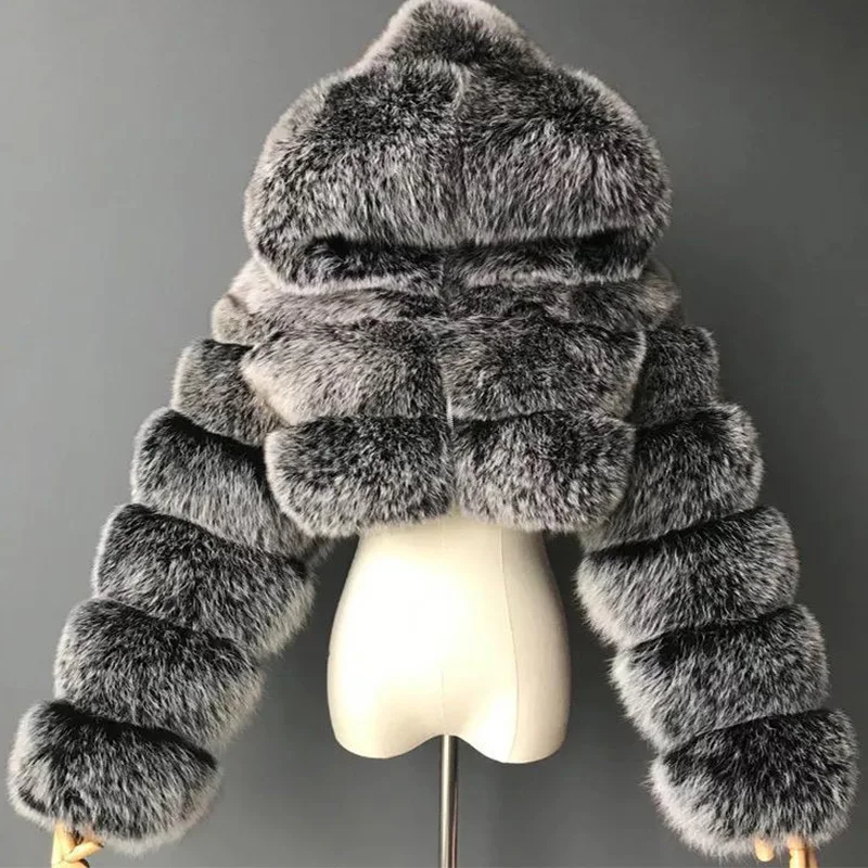 FURYOUME 2022 Winter Women Short Real Fox Fur Coat Fashion Luxury Natural Fur Jacket Custom Size Warm Fluffy Cropped Overcoat enlarge