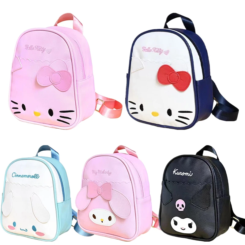 

Рюкзак Kuromi My Melody Hellokts из искусственной кожи корицы, милый мультяшный Детский водонепроницаемый школьный ранец на молнии, Подарочная игрушка для девочек