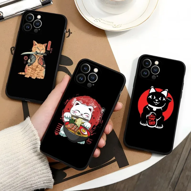 

Japanese Cat Phone Case For Iphone 13ProMax 11 12 Pro Max Mini Xr X XsMax 6 6s 7 8 Plus Shell Cover