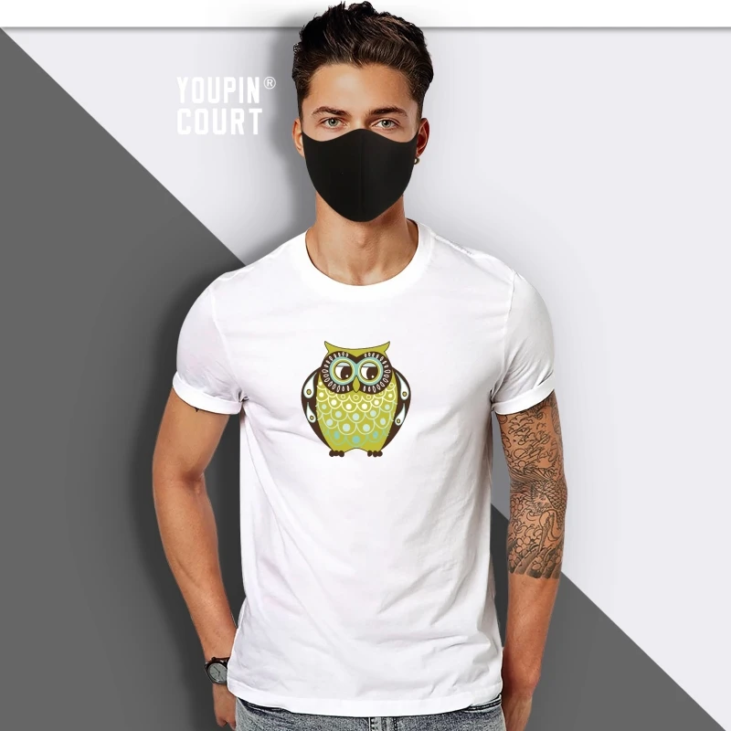 

Father Owl Cartoon Wildlife classic round neck short sleeved T shirt choice of sizes and colours men t shirt
