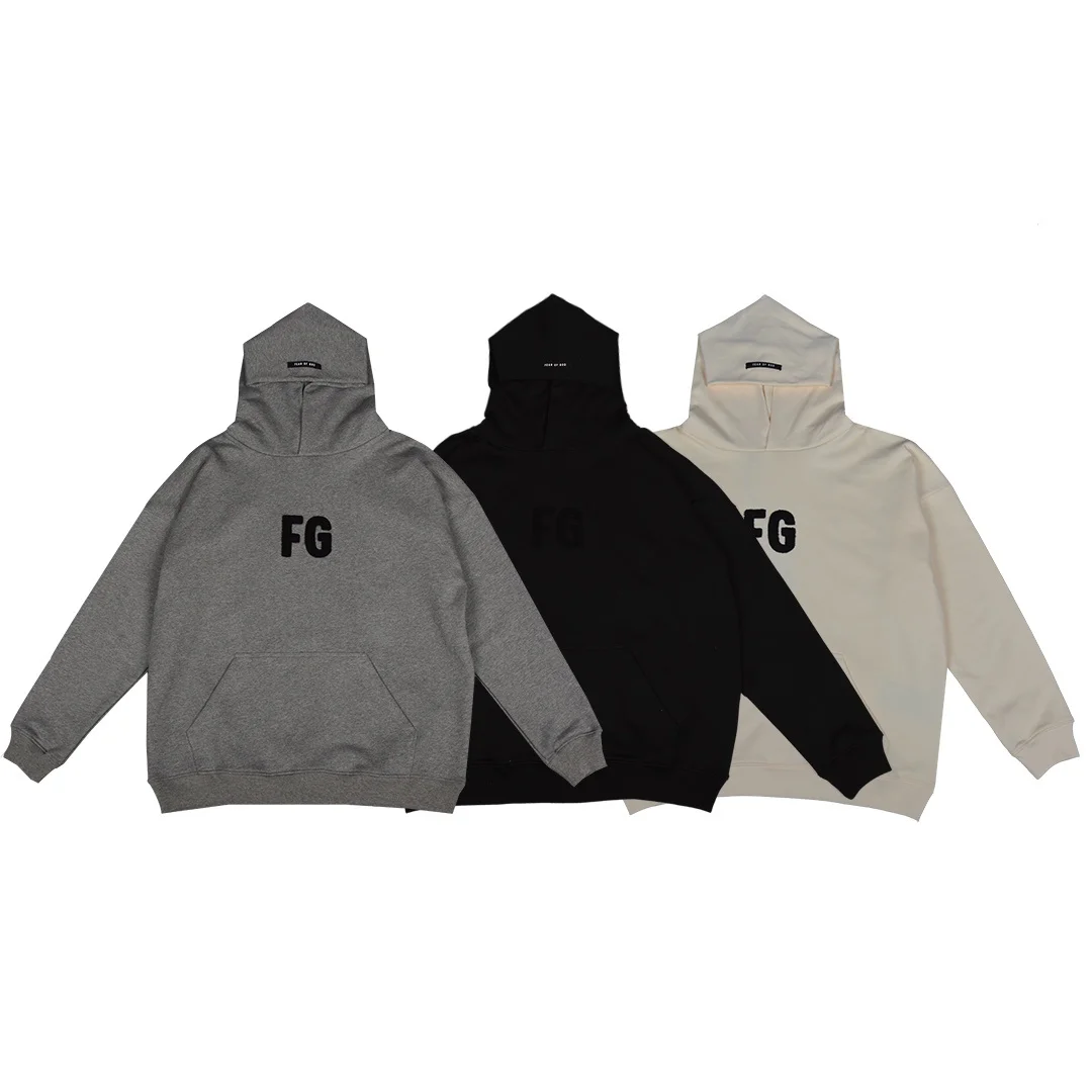 

High Quality 1:1 Essentials Hoodies Men's Hip hop Streetwear Sweatshirt FG Flocking Letter Hoodie Oversized Pullover Hooded