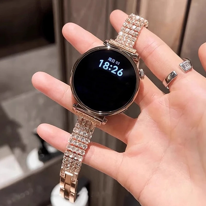 Фото Женский ремешок с бриллиантами для Samsung Galaxy Watch 8, 7, Ultra, 6, 5, 40 мм, 44 мм, металлический браслет для часов HUAWEI GT 6, 5, 4 PRO, 20/22/18 мм №1