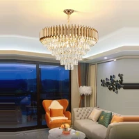 led postmodern dimmable golden silver crystal stainless steel hanging lamps suspension luminaire lampen pendant lights for foyer