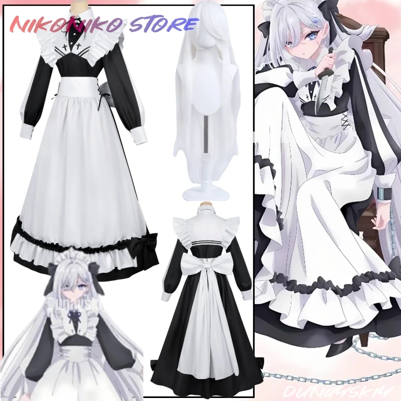 Фото NikoNiKo Store In The Death Game, I Live By Eating Косплей Костюм Ghost Maid Outfit Черно-белое платье горничной Полный комплект для комиксов №1