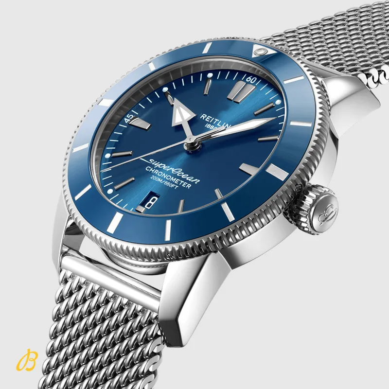 

Top Brand Breit Design Watches Men Luxury Superocean Heritage B20 Auto Date Steel Mesh Strap Quartz Movement Casual Wristwatch