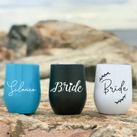 12oz personalized bridesmaid wine tumblers bachelorette party wedding gift custom stainless steel swig wine cup with seal lid