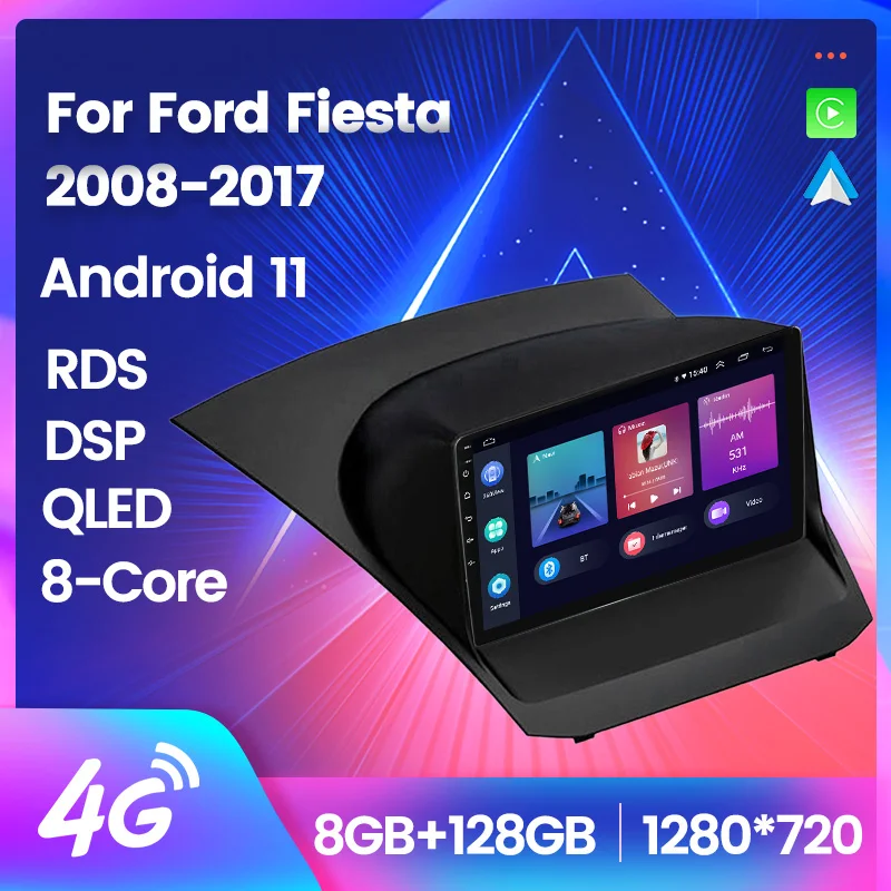 

Автомагнитола для Ford Fiesta 2008-2017, Android 11,0, 2 Din, 9 дюймов, мультимедийная стереосистема, навигация Carplay, GPS, автомобильный DVD-плеер, Авторадио