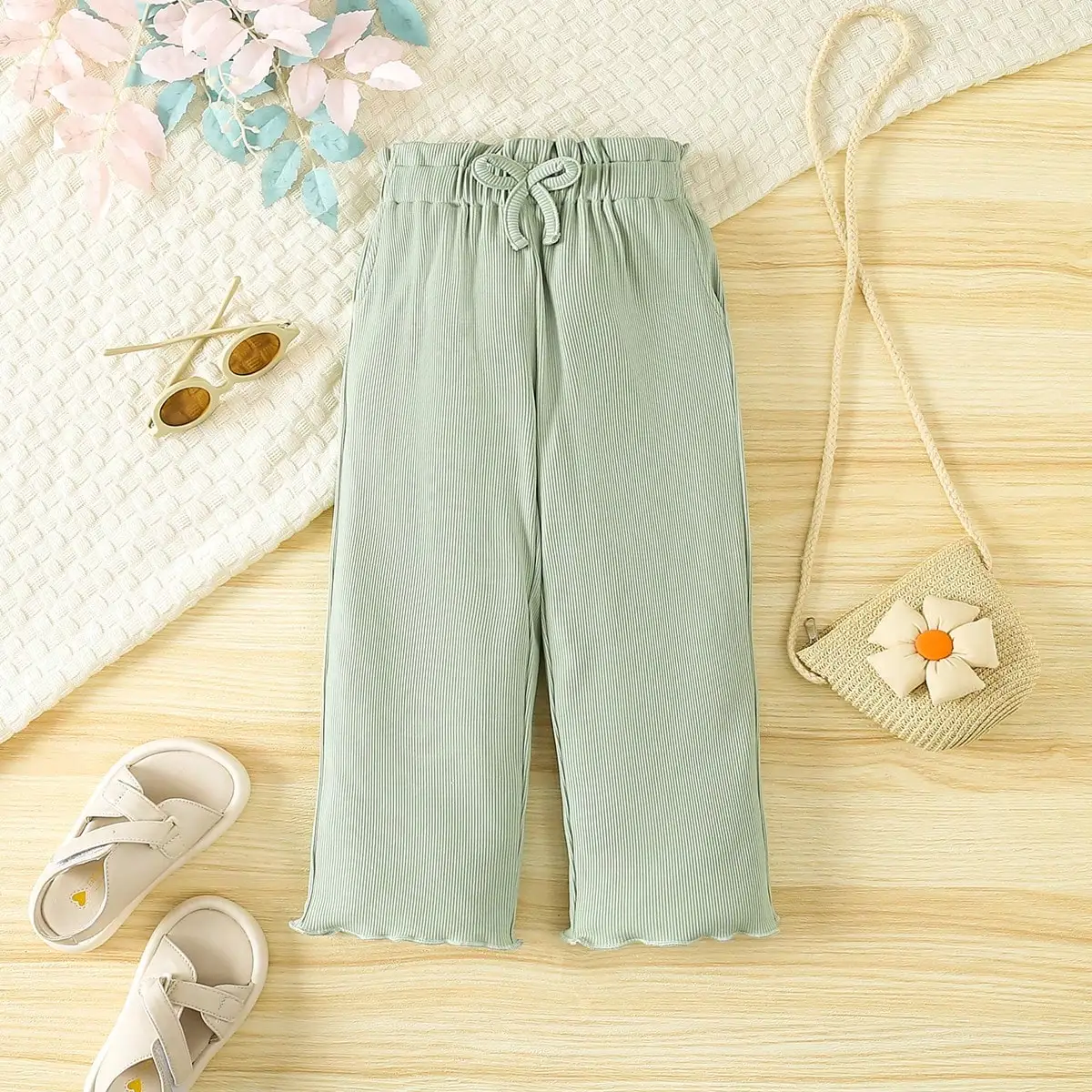 Брюки с широкими штанинами для девочек 4-7 лет повседневные Длинные свободные