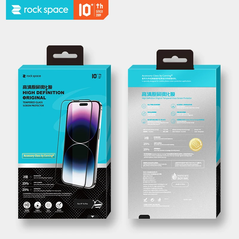 ROCK For iPhone 14 13 Pro Max Corning Tempered Glass Film For iPhone 14 Plus Full Cover HD Clear Anti-ScratchScreen Protector