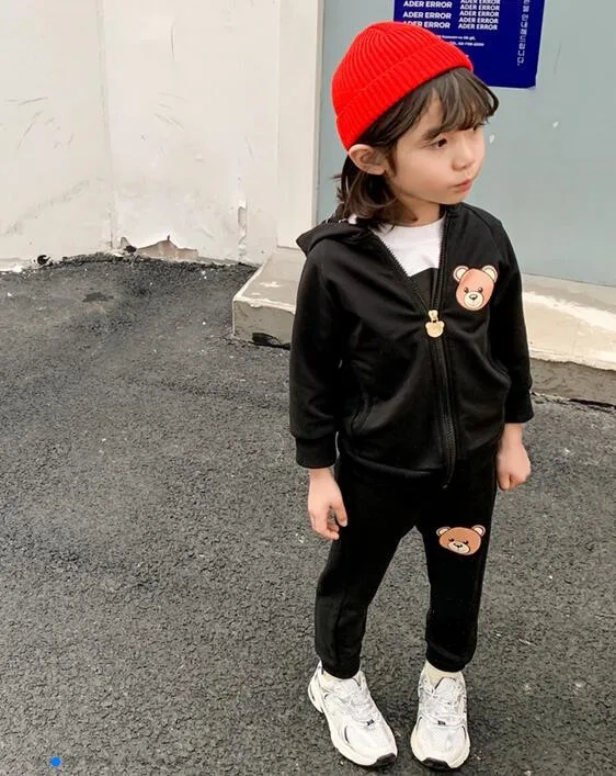 

New 1 Set Kids Boys Girls Gray Cute Animal Play Game Hoodie Tops Sweatershirt Hoodies Jacket and Pants Baby Boy Clothes