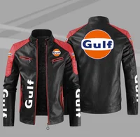2022 Fashion New Mens Vintage motorcycle gulf match Jacket Biker Leather Jacket Male Embroidery Bomber Coat Pu Overcoat