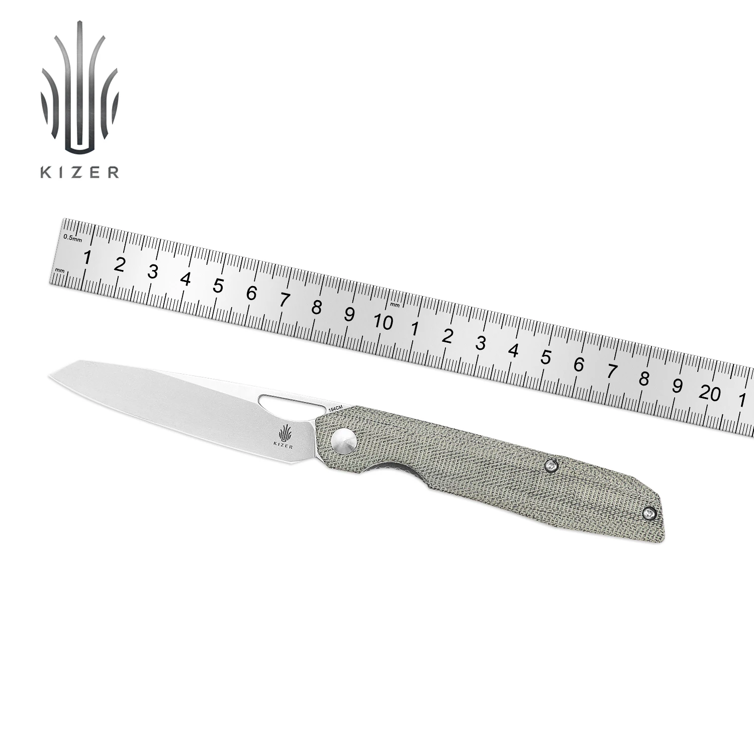 

Kizer Tactical Knife Genie V4545C1 2022 New Green Micarta Handle with 154CM Steel Blade Pocket Knife for Hunting Tools