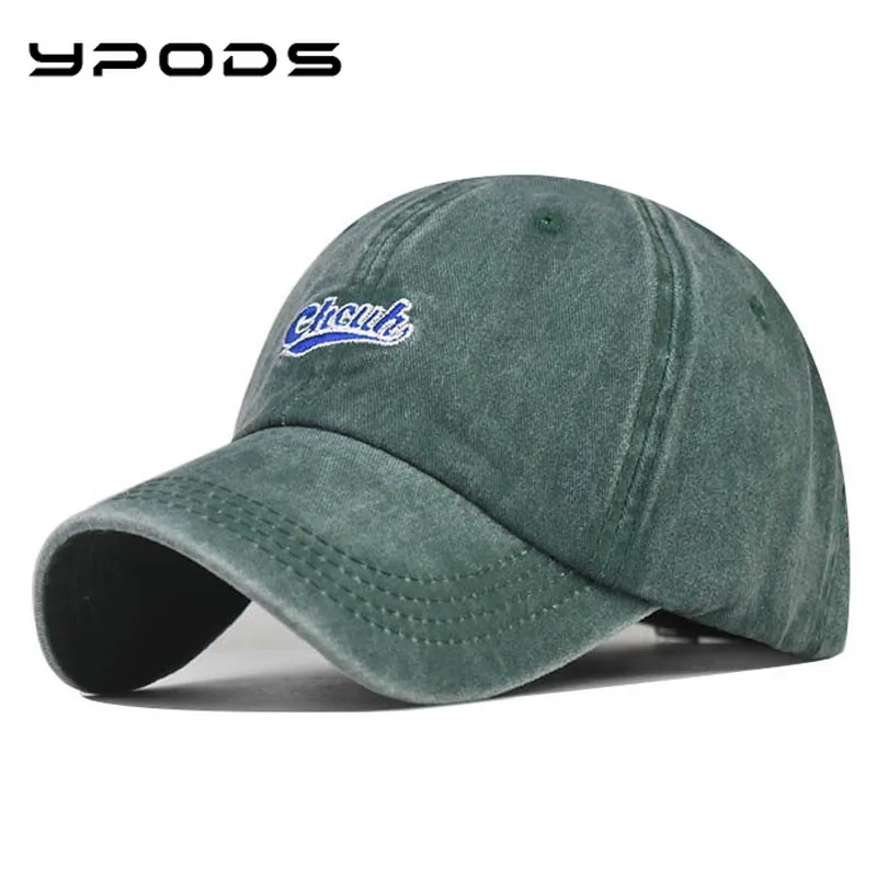 

New Washed and Old Denim Fabric Baseball Hat Ch Small Letter Embroidered Cap