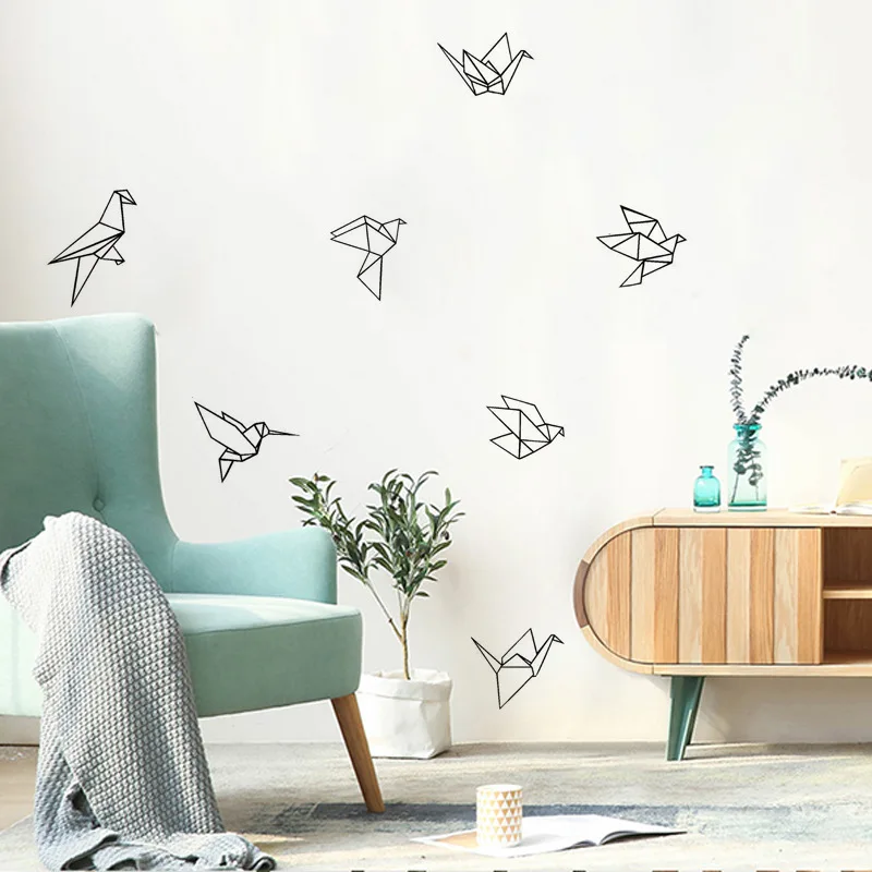

Flying Origami Birds Wall Sticker self-adhesive Wallpaper for Living Room Bedroom Bathroom Furniture Door Home Decor Wall Murals