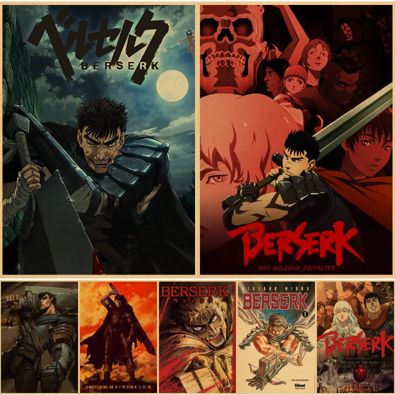 

Настенные постеры Berserk со стразами, настенные плакаты с изображением спутника, гэтсу, жерноза, дома, спальни