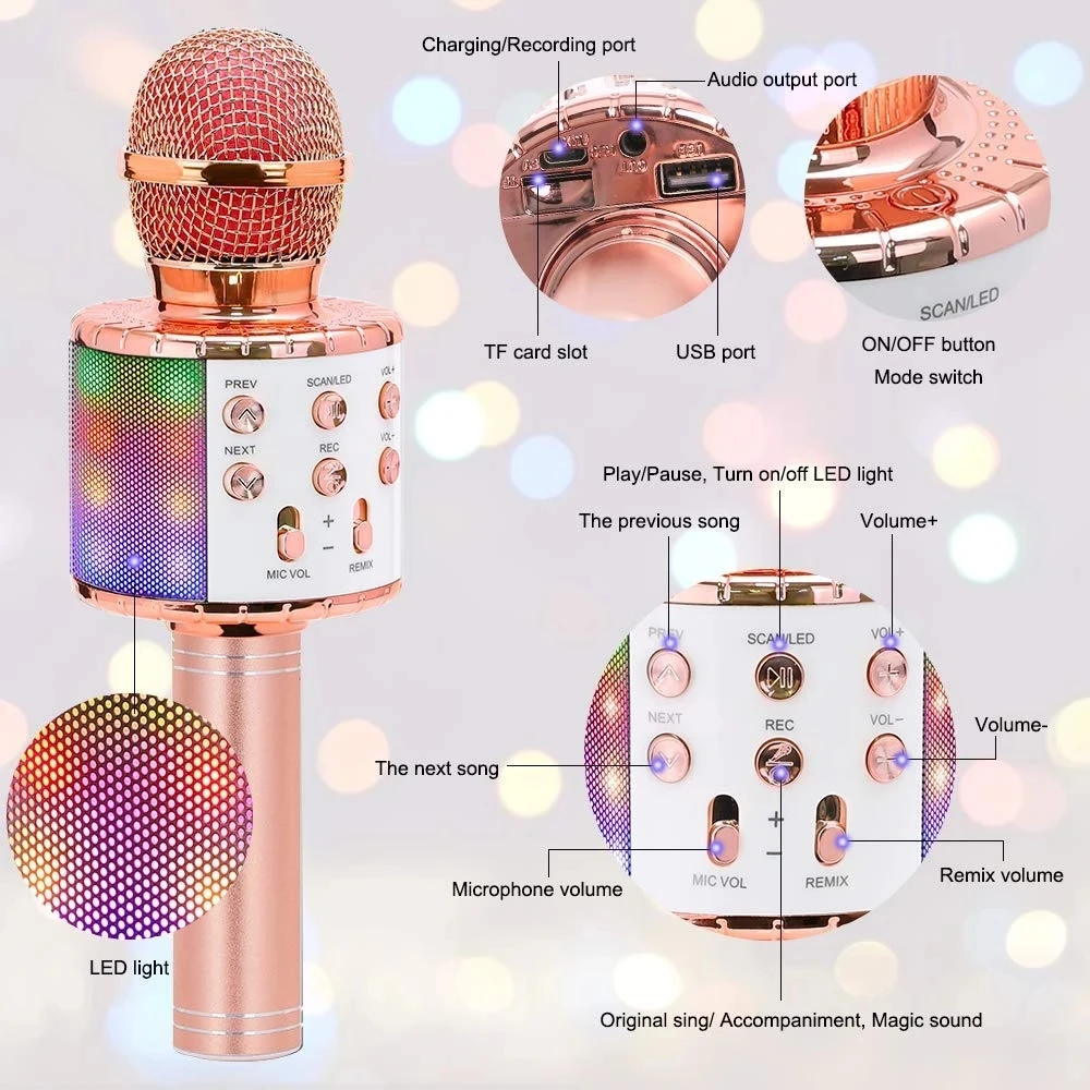 

2022 Wireless karaoke Bluetooth Micro microphone Karaoke Home KTV For Music Player Singing microfono Mic microphone for sing