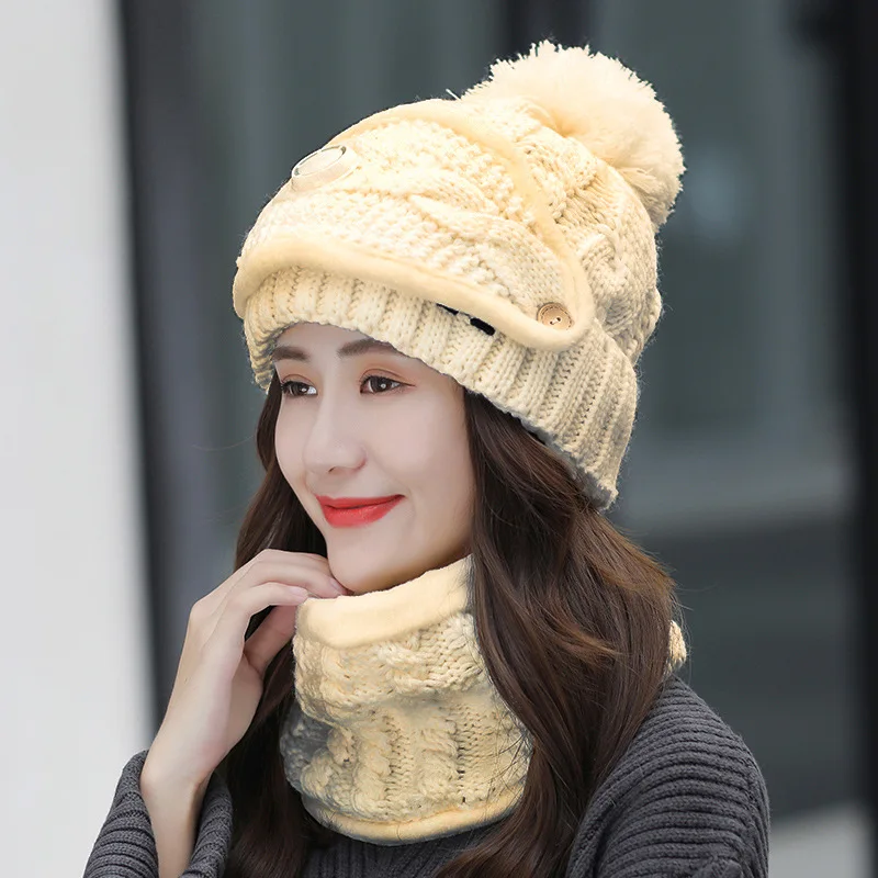 

3 шт./комплект, Женский Зимний вязаный шарф с фильтром