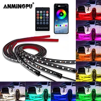 anmingpu car flexible underglow strip light remote app rgb flexible led car underbody ambient atmosphere decorative lamp
