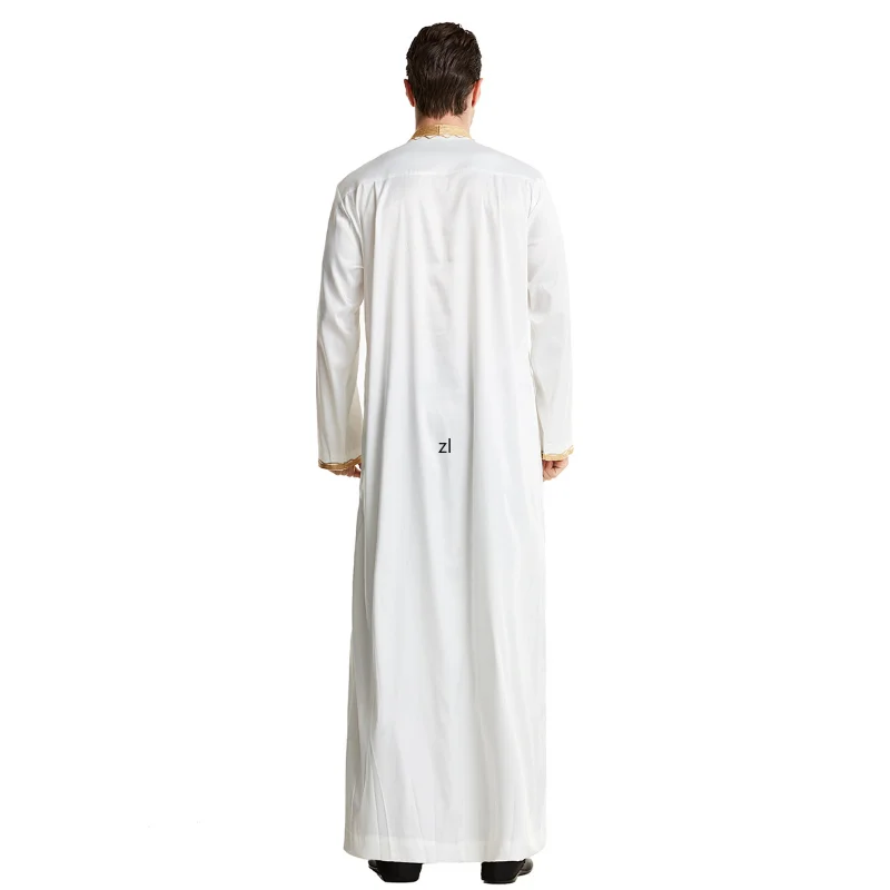 Muslim Men Jubba Thobe Islamic Clothing Stand Collar Kimono Long Robe Saudi Musulman Wear Abaya Caftan Jubah Dubai Arab Dressing