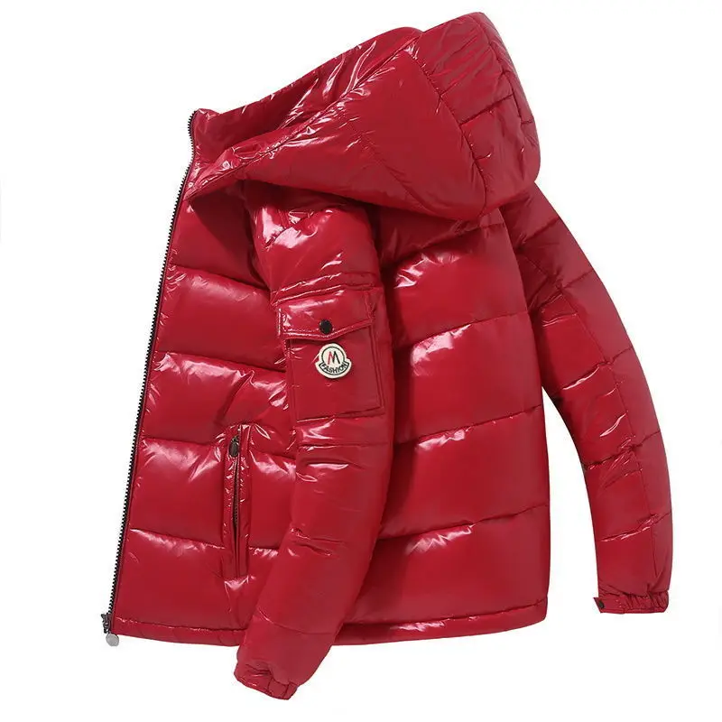 White duck down jacket 2022 wash free couple same style trend down jacket men's and women's thickened bright short coat