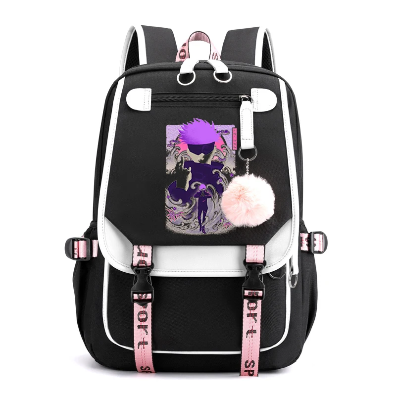 Jujutsu Musha E Satoru Girls Backpack Anime School Bags Kaisen Bookbag Travel Backbag Teenager Girl