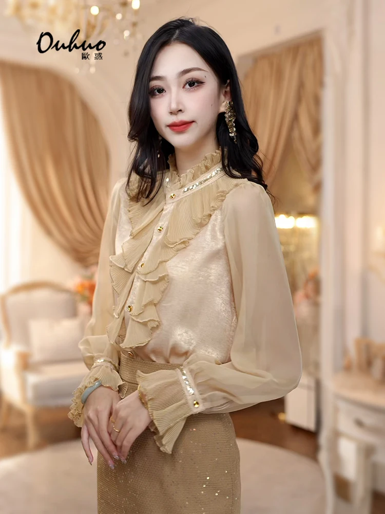 New Chinese Sle Embroidery Top Women clothes 2024 Spring Popular Design Sense Shirts Korean Series Early Wear