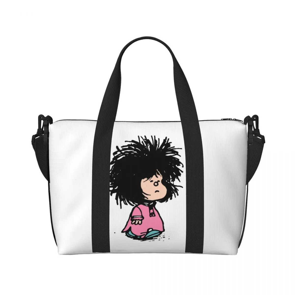 Пляжная сумка-тоут на заказ с юмором мангой Mafalda для женщин очень большая сумка