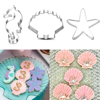 3pcs seahorse starfish seashell cookie cutter mold under the sea mermaid birthday party decorations diy cake biscuit baking tool