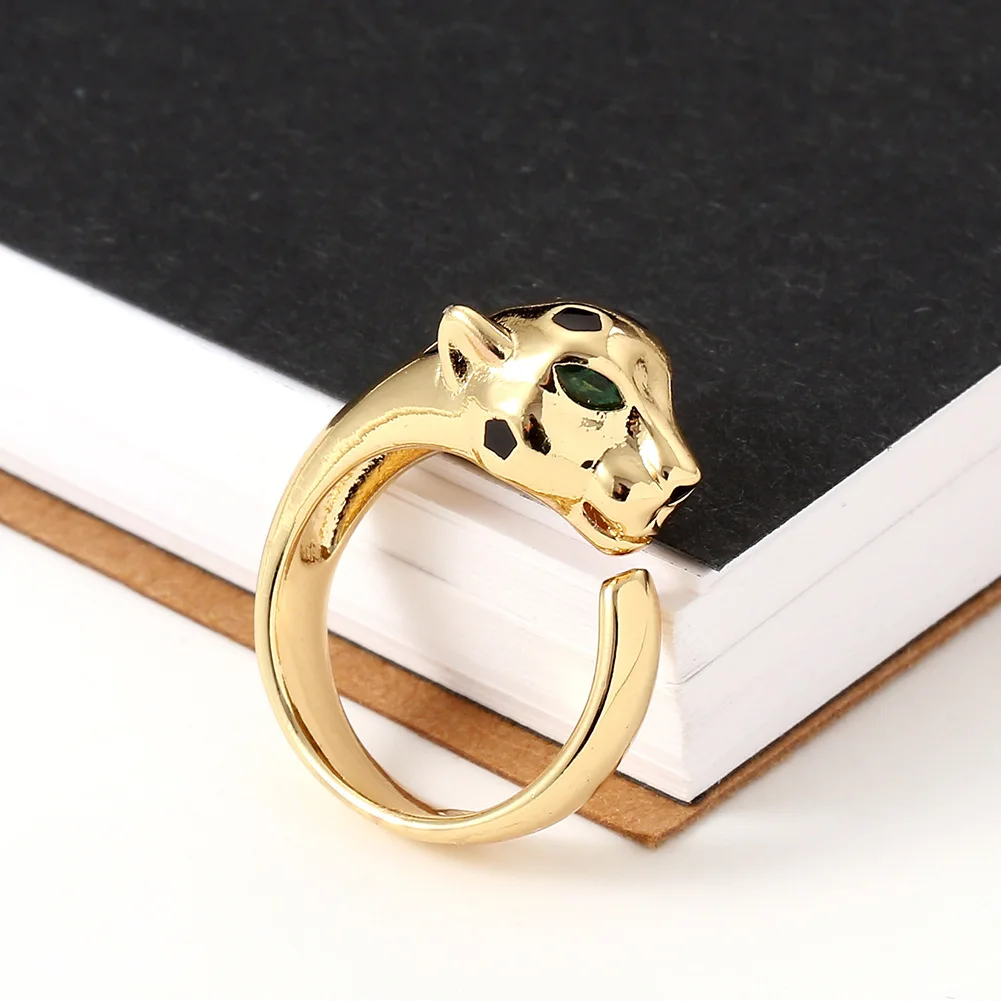 

Изысканный индивидуальный дизайн раздельные Регулируемые кольца с головой леопарда для женщин женские повседневные Ювелирные изделия Подарки для девочек кольца аксессуары