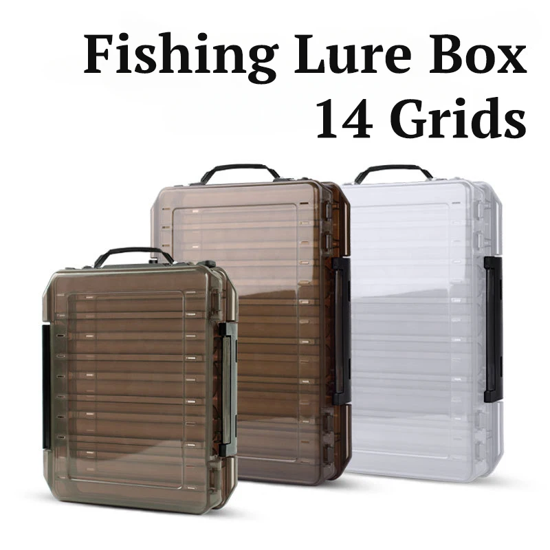 

Fishing Lure Tackle Box 14 grids Compartments Storage Case Double Sided Hook Baits Container Accessories organizer Tool Boxes