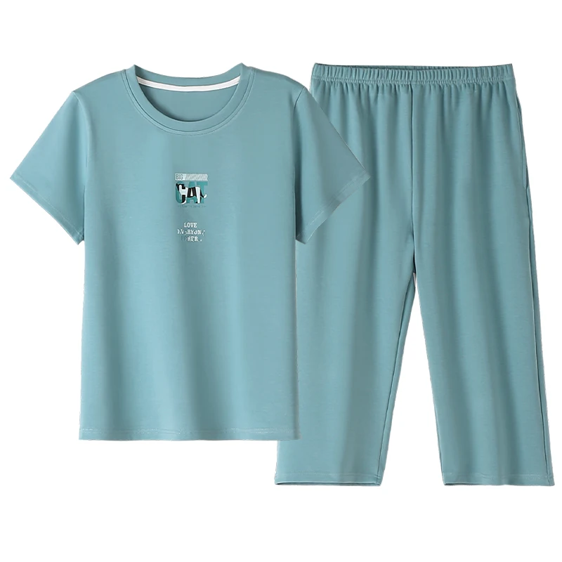 Modal Pajamas Women Summer Short sleeve Cropped Pants Cool Feeling Ice Silk Thin Can Be Worn outside 2023 Homewear |