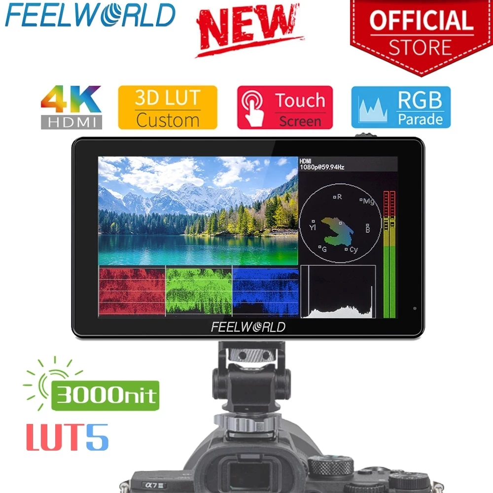 

Монитор для камеры FEELWORLD LUT5, 5,5 дюйма, нит, 4K, HDMI