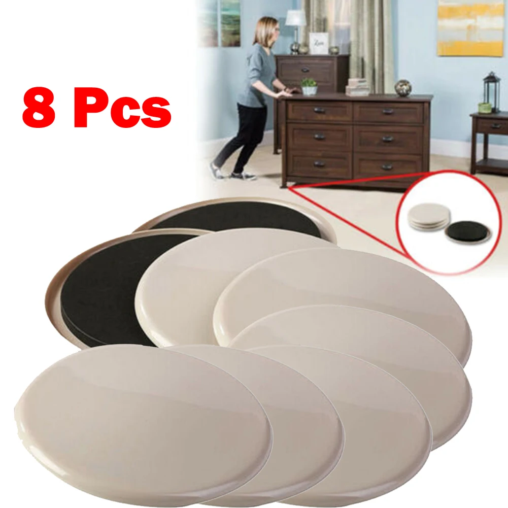 

8pcs Heavy Duty Furniture Mover Slider Round 3.5inch High Quality Furniture Pad Foot Parts Save Strength Tools
