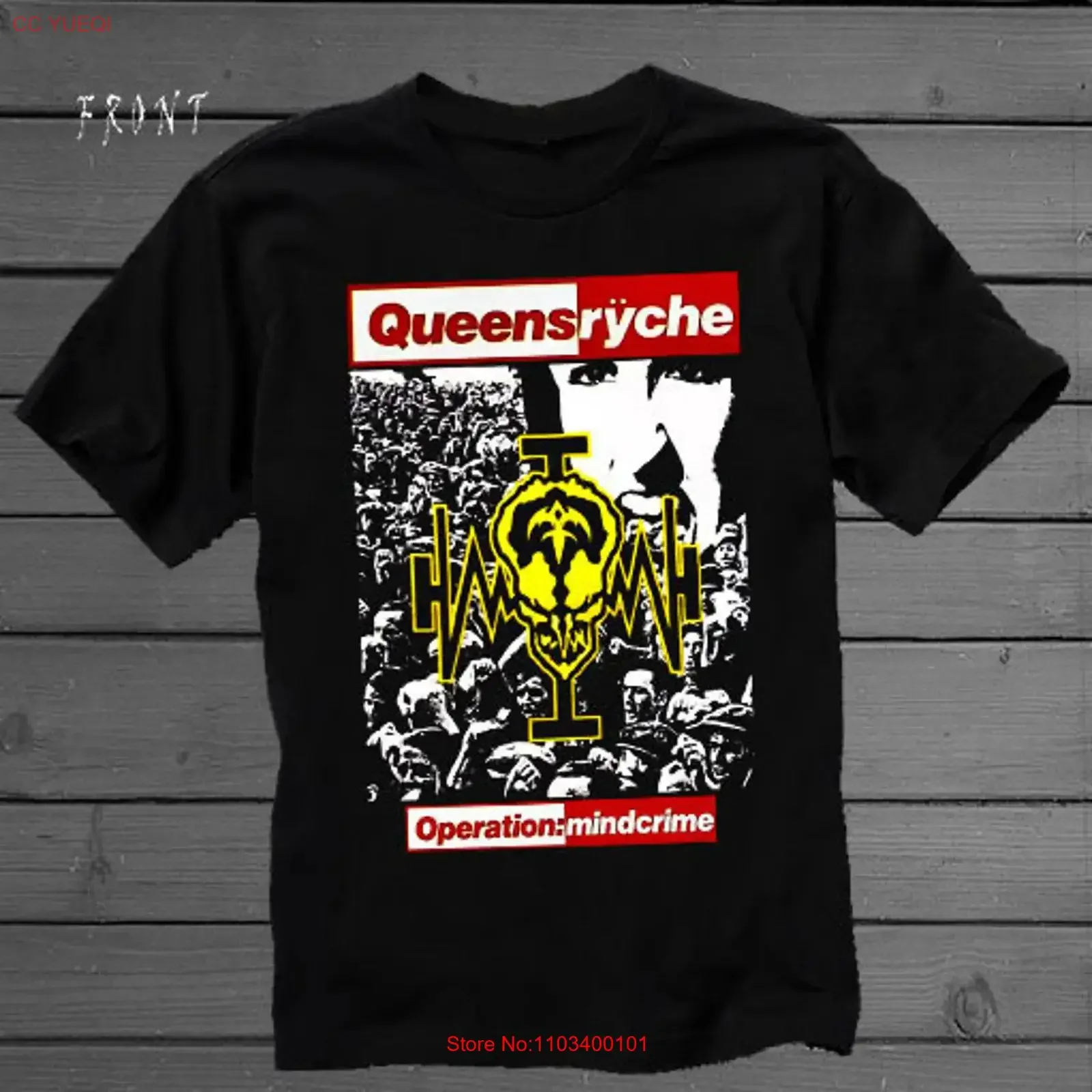 Фото Новая футболка с принтом DTG/DTF QUEENSRYCHE Operation Mindcrime, размеры S, M, L, XL, 2XL, 3XL, 4XL, 5XL, 6XL, 7XL, винтажная, с эффектом потертости, модный графический принт №1