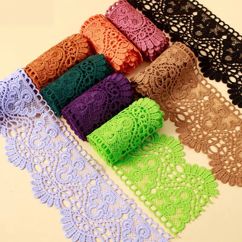 

2 ярда, 10 см, ширина, 12 цветов, кружевная отделка, крафт-цветок, Полиэстеровая кружевная ткань, венецианская Цветочная вышитая декоративная к...